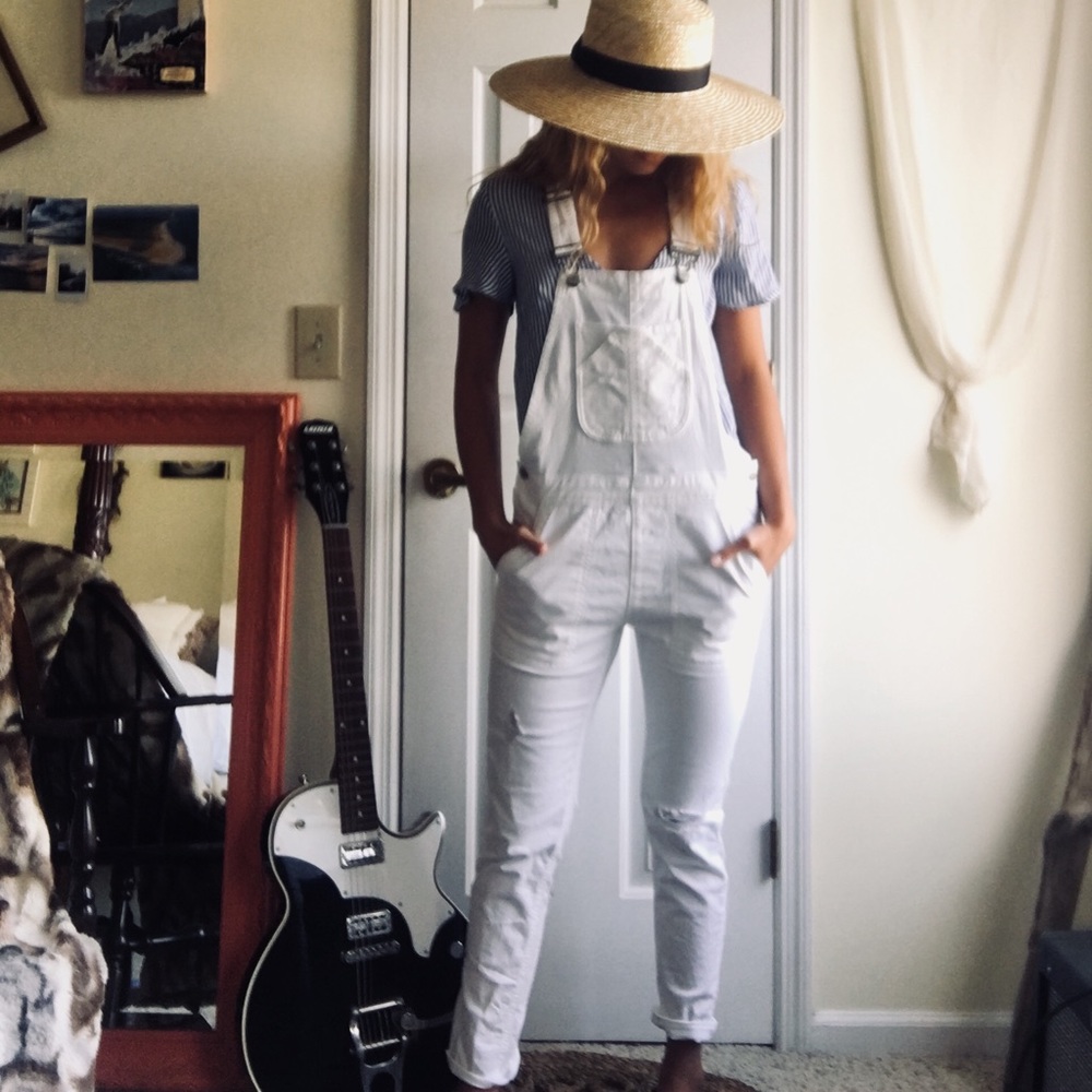 Gap 1969 Denim Slouch Ankle Destructed Overalls